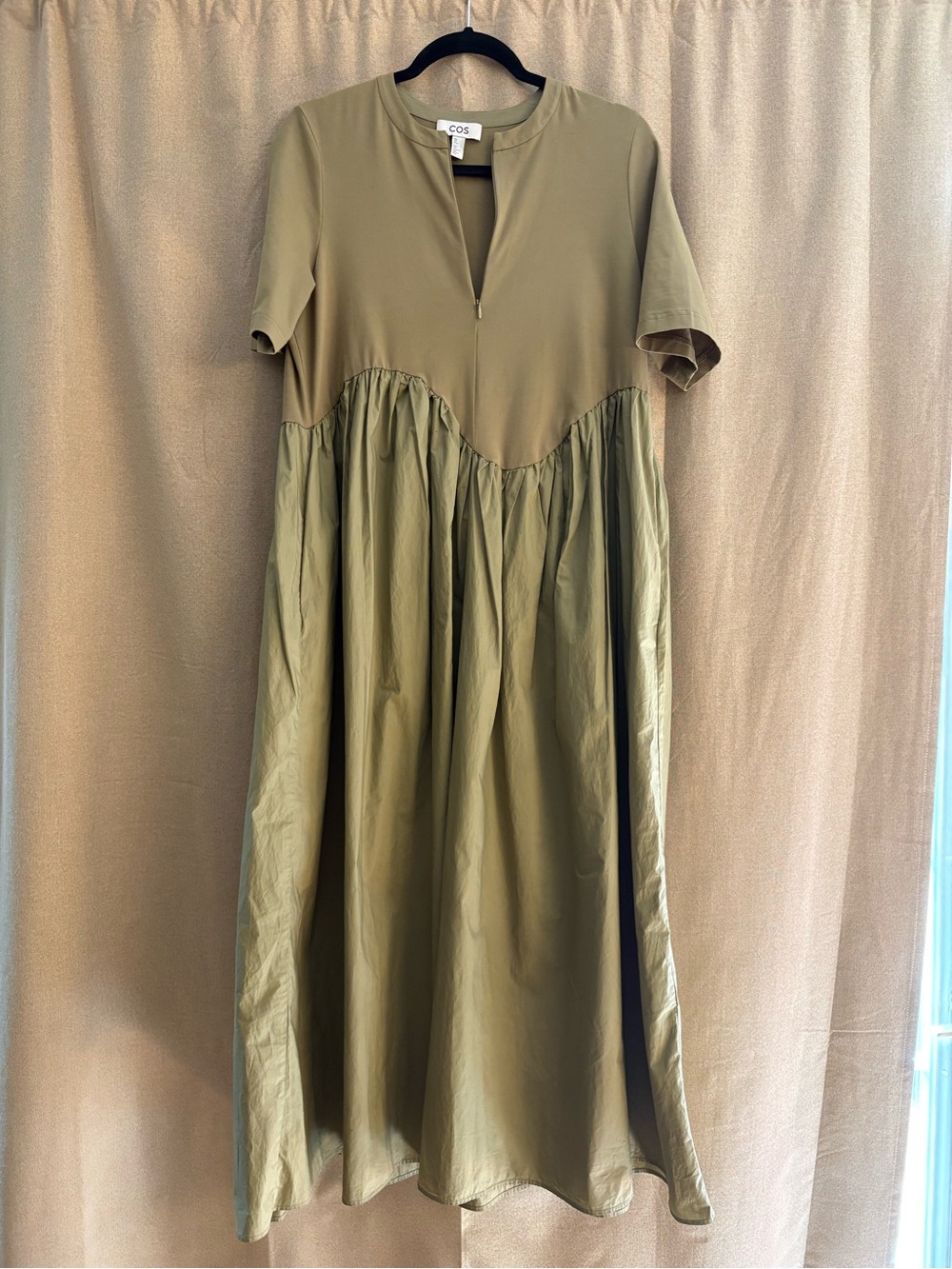 COS Olive-Toned Short Sleeve Maxi Dress